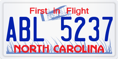 NC license plate ABL5237