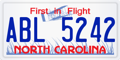 NC license plate ABL5242