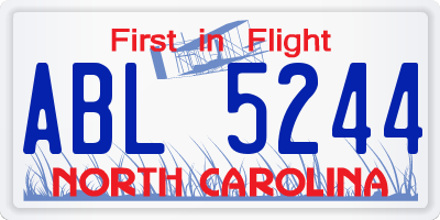 NC license plate ABL5244