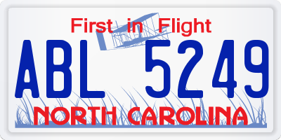 NC license plate ABL5249
