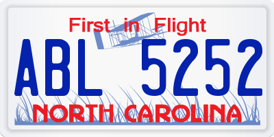 NC license plate ABL5252