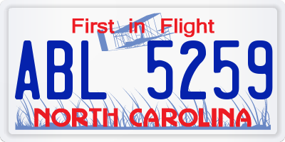 NC license plate ABL5259