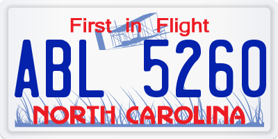 NC license plate ABL5260
