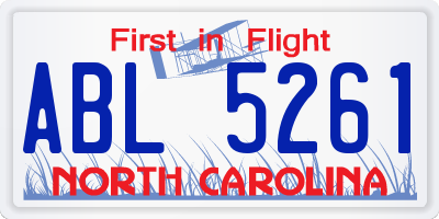NC license plate ABL5261