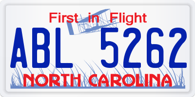 NC license plate ABL5262