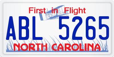 NC license plate ABL5265