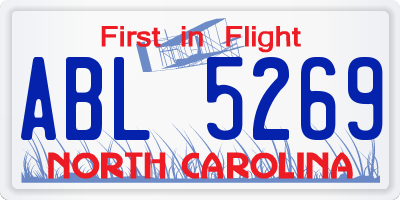 NC license plate ABL5269