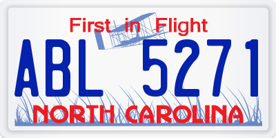 NC license plate ABL5271