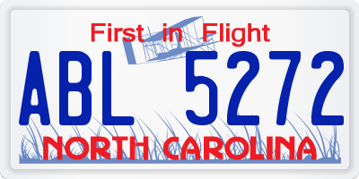 NC license plate ABL5272