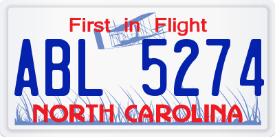 NC license plate ABL5274