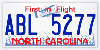 NC license plate ABL5277