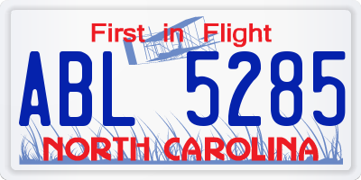 NC license plate ABL5285