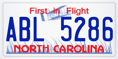 NC license plate ABL5286