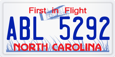 NC license plate ABL5292