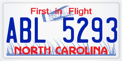 NC license plate ABL5293