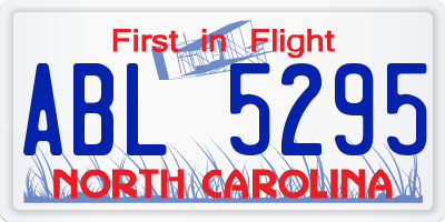 NC license plate ABL5295