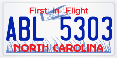 NC license plate ABL5303