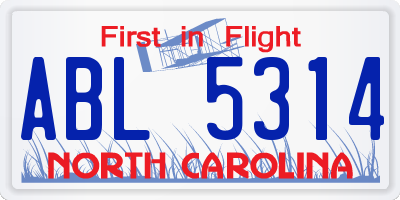 NC license plate ABL5314