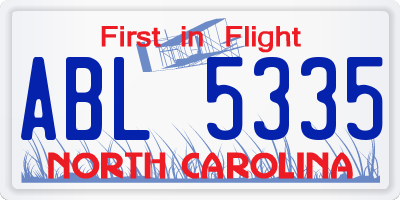 NC license plate ABL5335