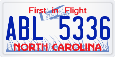 NC license plate ABL5336