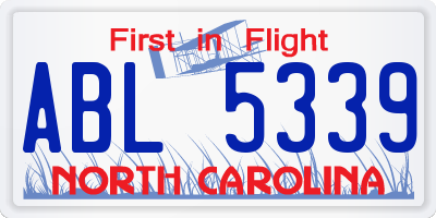 NC license plate ABL5339
