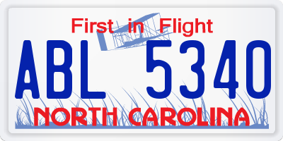 NC license plate ABL5340