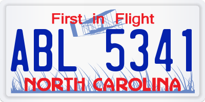 NC license plate ABL5341