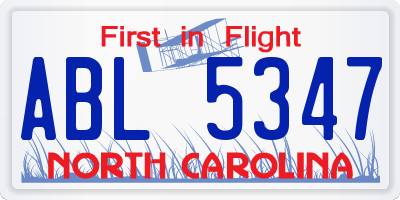 NC license plate ABL5347