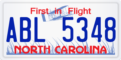 NC license plate ABL5348