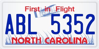 NC license plate ABL5352
