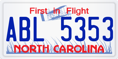 NC license plate ABL5353