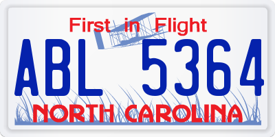 NC license plate ABL5364