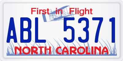 NC license plate ABL5371