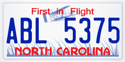 NC license plate ABL5375
