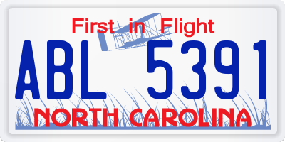 NC license plate ABL5391