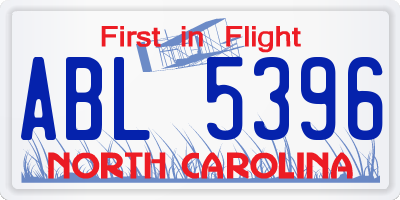NC license plate ABL5396