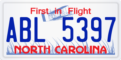 NC license plate ABL5397