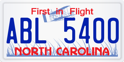 NC license plate ABL5400