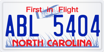 NC license plate ABL5404