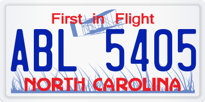 NC license plate ABL5405
