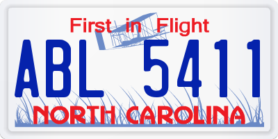 NC license plate ABL5411