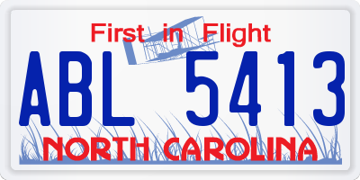 NC license plate ABL5413