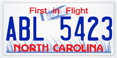 NC license plate ABL5423