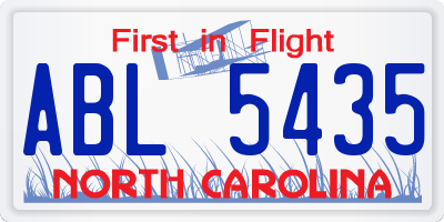 NC license plate ABL5435