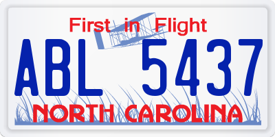 NC license plate ABL5437