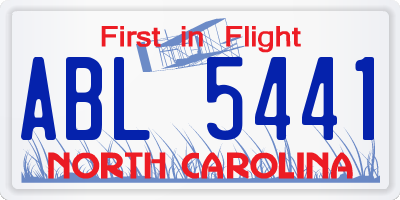 NC license plate ABL5441