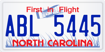 NC license plate ABL5445