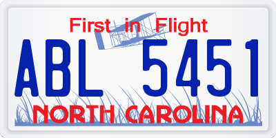 NC license plate ABL5451