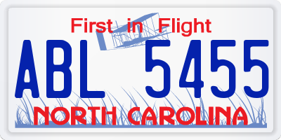 NC license plate ABL5455