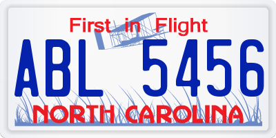 NC license plate ABL5456
